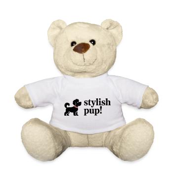 Adorable Black Puppy with Pink Collar - Teddy Bear - white - Front