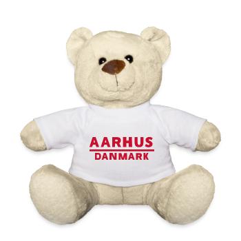 Aarhus Dänemark Text Logo in Rot - Teddy - Weiß - Vorne