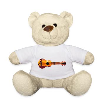 Hawaiian Ukulele Uke Beach Sunset - Teddy Bear - white - Front