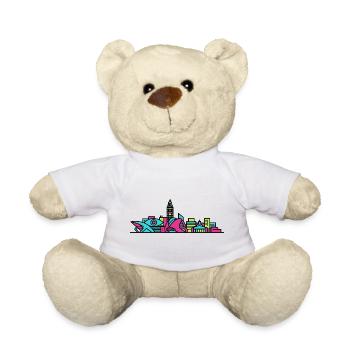 Valencia City Skyline Arts and Sciences Line Art - Teddy Bear - white - Front