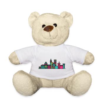 Nottingham City Skyline Old Market Square Art - Teddy Bear - white - Front