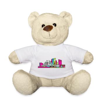 Cumbernauld City Skyline Moderne Linienzeichnung - Teddy - Weiß - Vorne