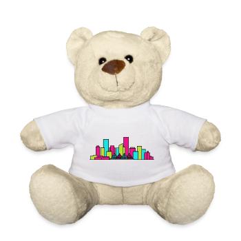 Edmonton City Skyline River Valley Line Art - Teddy Bear - white - Front
