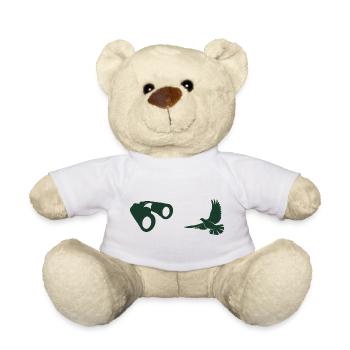 Minimalist Bird Watching Silhouette - Teddy Bear - white - Front
