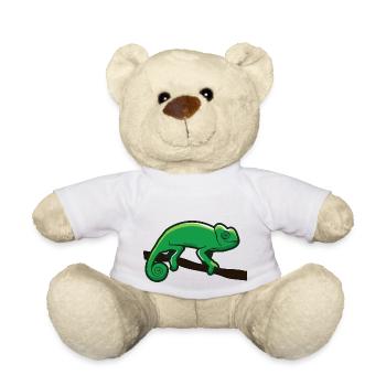 Grünes kletterndes Chamäleon Leguan Echse Reptil - Teddy - Weiß - Vorne