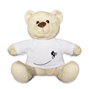 Mountainbiker fährt bergauf mit Spurlinie - Teddy - Weiß - Vorne
