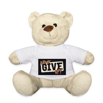 NEVER GIVE UP! - Teddy Bear - white - Front