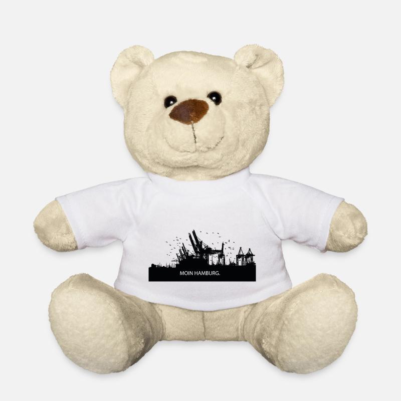 Moin Hamburg Hafen Skyline Geschenkidee HH - Teddy - Weiß