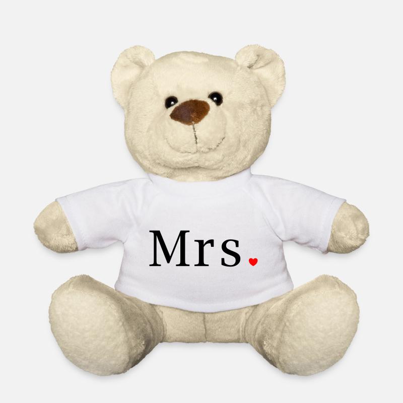 Mrs T-Shirt Wedding Gift Wife Bride Heart - Teddy Bear - white