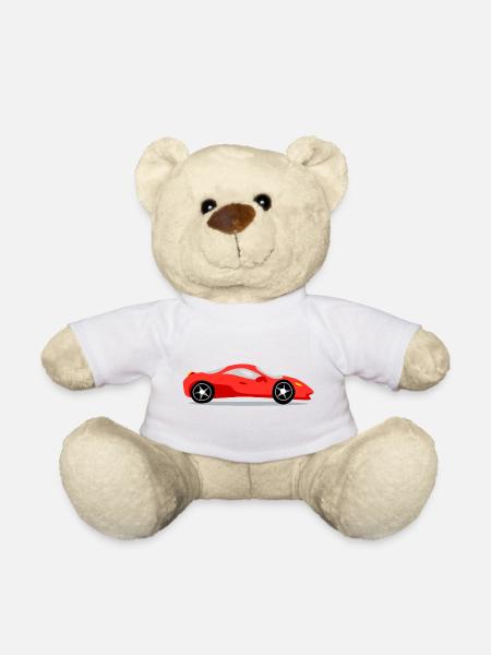 Red sports car - Teddy Bear - white