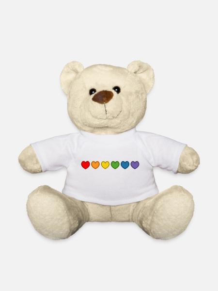 queer rainbow hearts lgbtqi LGBT lgbtqi queer - Nounours - blanc