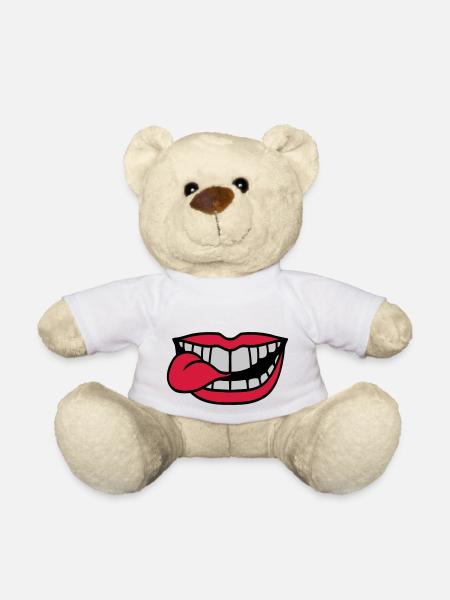 Mund Zunge rausstrecken - Teddy - Weiß