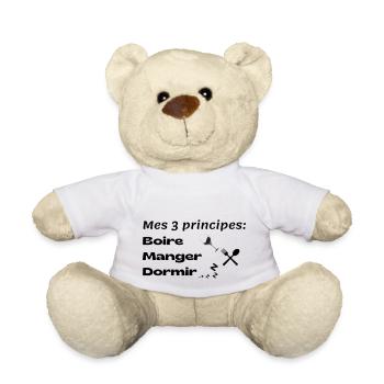 Mes 3 principes: Boire, manger, dormir - Nounours - blanc - Devant