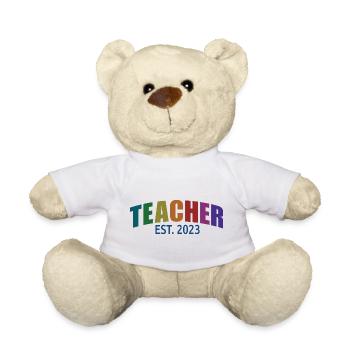 Teacher Est. 2023 Graduated Education Teacher Gift - Teddy Bear - white - Front