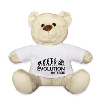 évolution batterie / cadeau humour batteur - Nounours - blanc - Devant