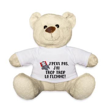 j peux pas j ai la flemme - Nounours - blanc - Devant