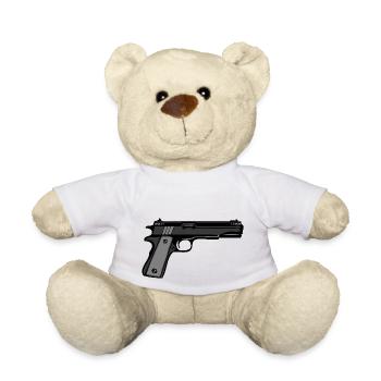 pistolet revolver flingue automatique arme - Nounours - blanc - Devant
