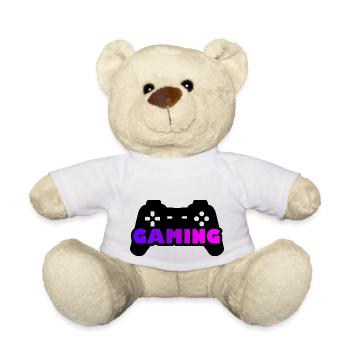 Gaming joystick purple pink - Teddy Bear - white - Front