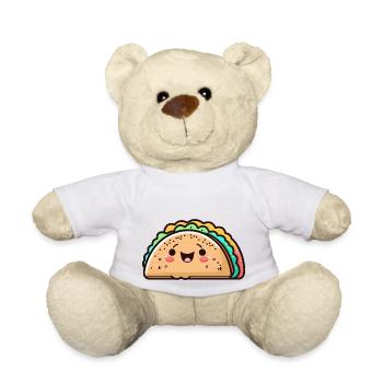 Kawaii coloré mignon Happy Taco - Nounours - blanc - Devant
