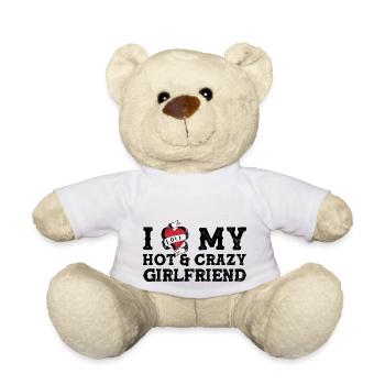 I Love My Hot & Crazy Girlfriend, I Love My GF - Teddy Bear - white - Front