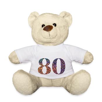 80e anniversaire léopard - Nounours - blanc - Devant