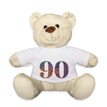 90th Birthday Leopard - Teddy Bear - white - Front