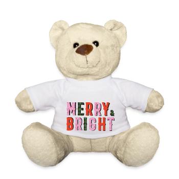 Merry and Bright - Christmas - Teddy Bear - white - Front