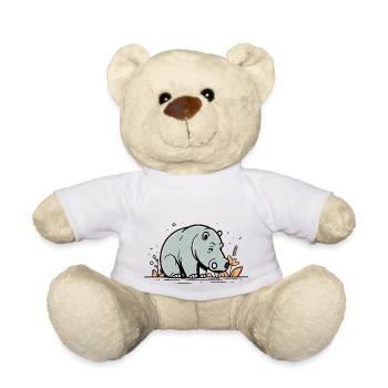 Hippopotame Bande Dessinée Mignonne - Nounours - blanc - Devant