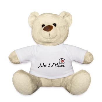 Police cursive en forme de cœur n°1 de la mère - Nounours - blanc - Devant
