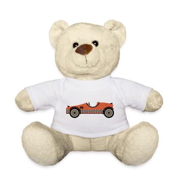 Red Textured Race Car - Teddy Bear - white - Front