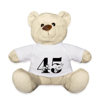 Numéro 45 floral noir - 45e anniversaire floral - Nounours - blanc - Devant