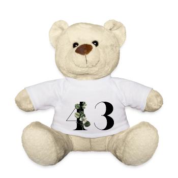 Numéro 43 floral vert - 43e anniversaire floral - Nounours - blanc - Devant