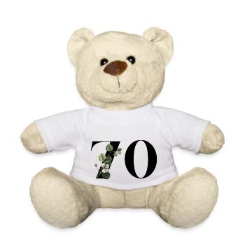 Nummer 70 Blumengrün - 70. Geburtstag Blumen - Teddy - Weiß - Vorne