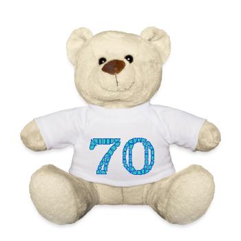 70. 70 ANS. 70e ANNIVERSAIRE. ANNIVERSAIRE 70 ANS. - Nounours - blanc - Devant