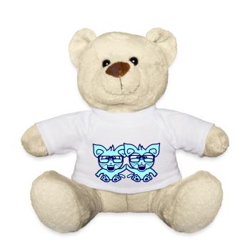 2 Nerd Cats Amis Lunettes à monture de corne Geek Smart Head - Nounours - blanc - Devant
