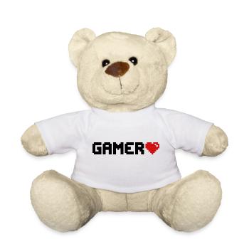Gamer Pixel Heart Gaming - Teddy Bear - white - Front