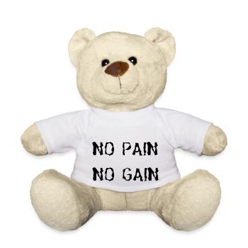 NO PAIN NO GAIN Gym Motivation Fitness Design - Teddy - Weiß - Vorne