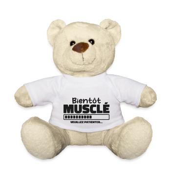 Bientôt Musclé - Veuillez Patienter - Nounours - blanc - Devant