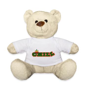 Psychedelic Chill Cannabis Wortkunst - Teddy - Weiß - Vorne