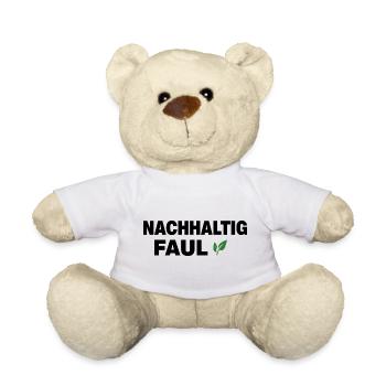Sustainably lazy – funny saying design - Teddy Bear - white - Front
