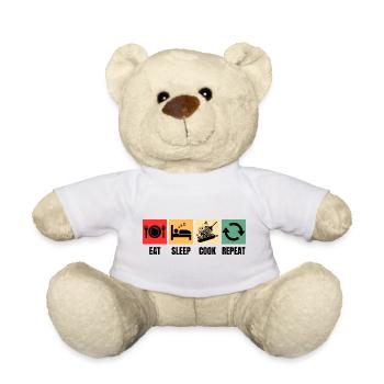Eat Sleep Cook Repeat Cooking - Teddy Bear - white - Front