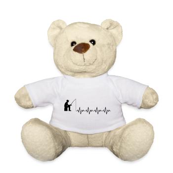 Angelhaken Fischen Fischer Angler EKG Herzschlag - Teddy - Weiß - Vorne