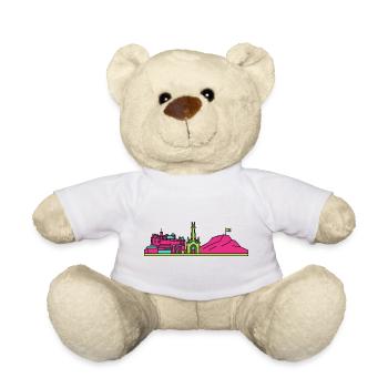 Edinburgh City Skyline Castle Moderne Linienkunst - Teddy - Weiß - Vorne