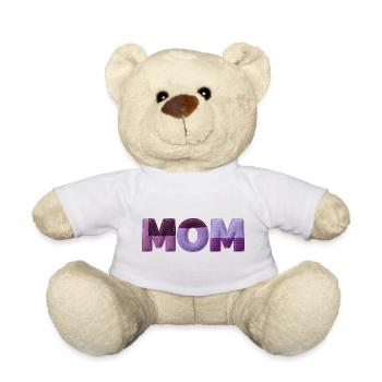 Mom Patchwork FontTypography Purple Statement - Teddy Bear - white - Front