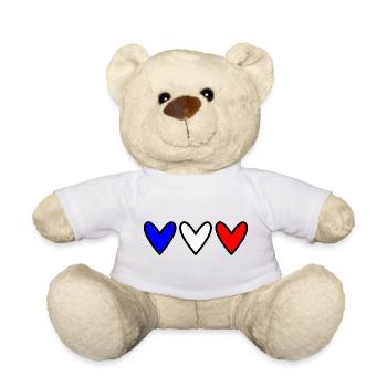 COEUR. FRANCE. BLEU. BLAN. ROUGE. COEUR. COUPLE - Nounours - blanc - Devant