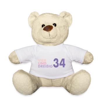 34. Geburtstag Geschenk Vierunddreißig - Teddy - Weiß - Vorne