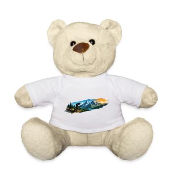 Motif of a mountain biker in the mountains - Teddy Bear - white - Front