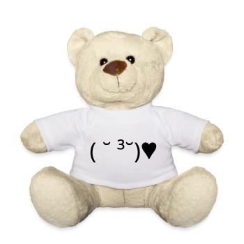 Kiss Emote ( ̆ ³ ̆) ♥ Heart Kaomoji - Teddy Bear - white - Front