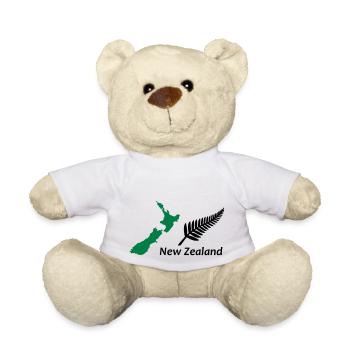 New Zealand - Map & Fern - Teddy - Weiß - Vorne