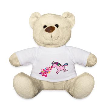 kotzendes einhorn, herzen, I love, herz , pink - Teddy - Weiß - Vorne